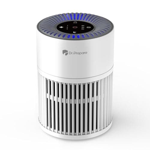 Image of Dr.Prepare Air Purifiers for Home Bedroom, Quiet Air Purifier, 360°Air Inlet, H13 HEPA Filter, 15 dB Sleep Mode & Night Light, 12W Energy Efficient, Portable Air Cleaner for Pet Hair, Smokers, Odors