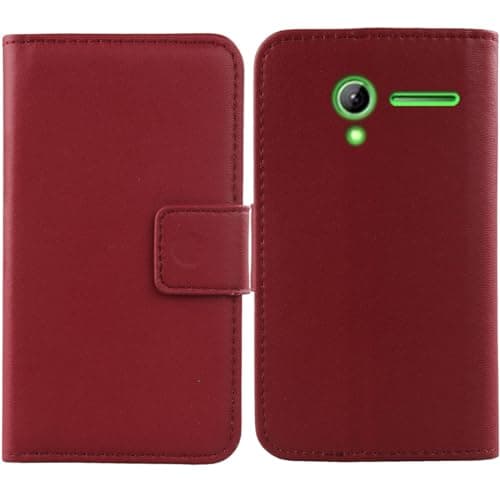 Image of Anybird Red Premium Business Flip Genuine Real Leather Protector Case For Alba ACF28 2G 2.8" Magnetic Card Slot Wallet Protective Bumper