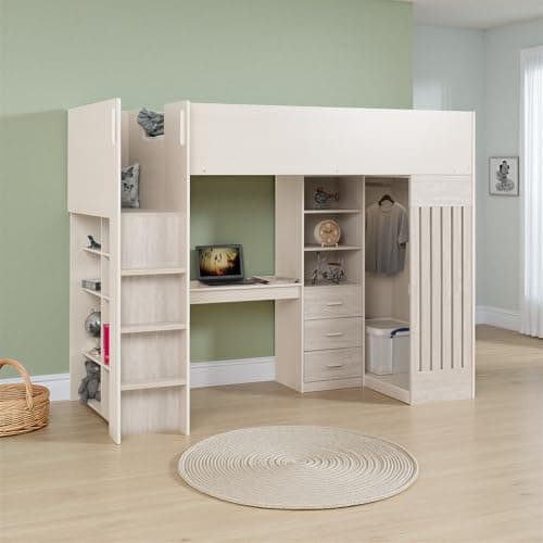 Image of Seconique Jupiter 3' Single High Sleeper Bed in White/Grey