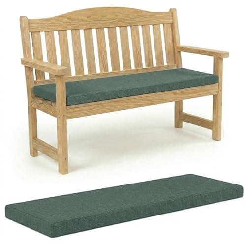 Image of 100% Waterproof Garden Bench Cushion 2/3/4 Seater Outdoor Long Bench Seat Pad for Lawn & Garden, Patio, Office, Coffee Shop with Removable Cover (3 Seater 142cm x 52cm x 6cm thick, Bottle Green)