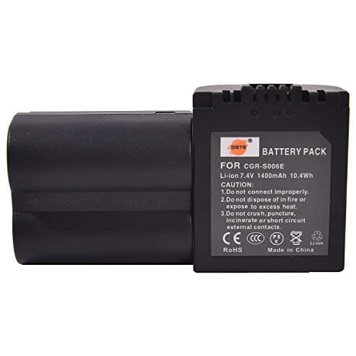 Image of DSTE 2pcs S006E Rechargeable Li-ion Battery Compatible with Panasonic CGR-S006, CGR-S006A1B, CGA-S006, DMW-BMA7 and Panasonic DMC-FZ28EFK,DMC-FZ28EFS, DMC-FZ18EB