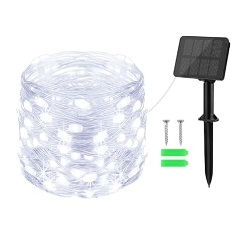 Image of Gcstnn Solar Lights Outdoor Garden, 10M 100 LED Solar Garden Fairy Lights Copper Wire 8 Modes Waterproof String Lights for Yard,Christmas Tree,Bedroom,Gate Indoor/Outside Decorations(Cool White)