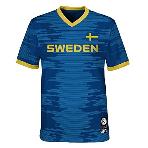 Image of Official 2023 Women's Football World Cup Youth Team Shirt, Sweden, Blue, 10-12 Years