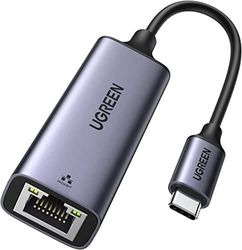 Image of UGREEN USB C to Ethernet Adapter, Gigabit Wired Network Adapter, Aluminum RJ45 1000Mbps Thunderbolt LAN Adaptor Compatible with MacBook Pro/Air, iPhone 17 Pro Max, Steam Deck(Grey Type C)