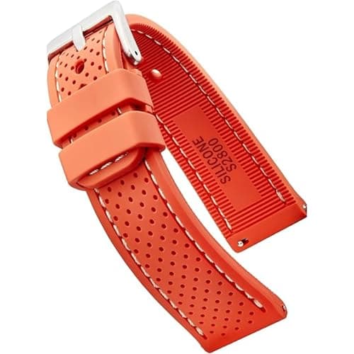 Image of ALPINE Sporty Premium Soft Silicone Adjustable Watch Band - Replacement Rubber Watch Bands for Women & Men - Waterproof Quick Release Watch Straps - Compatible with Regular & Smart Watch Bands, ORANGE