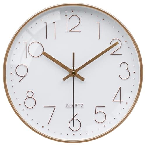 Image of VIKMARI Small 8 Inch Rose Gold Wall Clock Silent Battery Operated Modern Decorative for Home School Office Living Room Bedroom