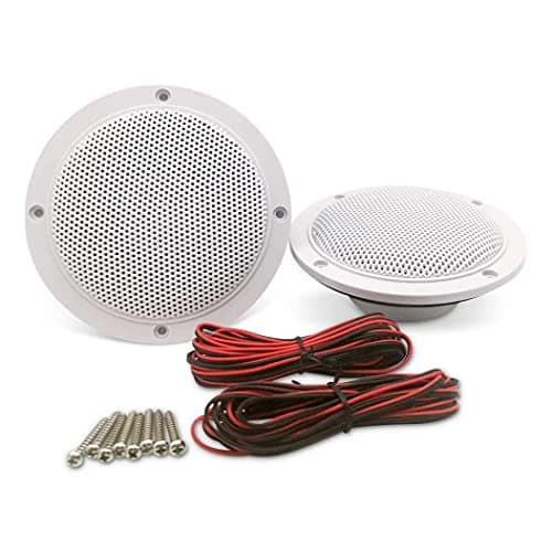 Image of Herdio 4 Inches 160 Watts Waterproof Marine Ceiling Speakers Perfect for Kitchen Bathroom Boat Car Motorcycle - 1 Pair (White)