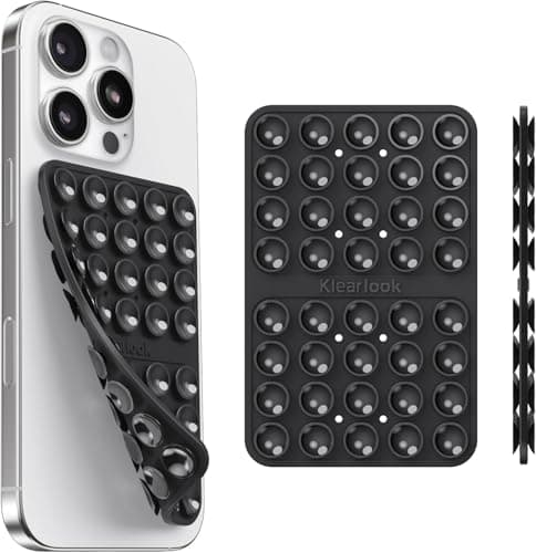 Image of Silicone Suction Cup Phone Case Mount Double Sided-Klearlook Silicon Sticky Phone Grip with Higher Suction Power,Suction Pad Hands-Free Smartphone Accessories Holder for Selfies&Videos,Midnight Black