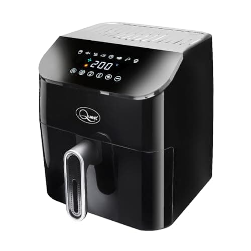 Image of Quest 33869 4.5L Air Fryer/Digital Touch Controls/Non-Stick Detachable Food Basket / 30 Minute Timer/Cool Touch/Auto-Shut Off / 1350W, Black