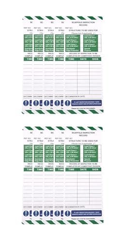Image of LIVELIFEBETTER® Scaffold Inspection Record Tag - Durable Polypropylene (PP) Tags -10 Inserts (No Holders)