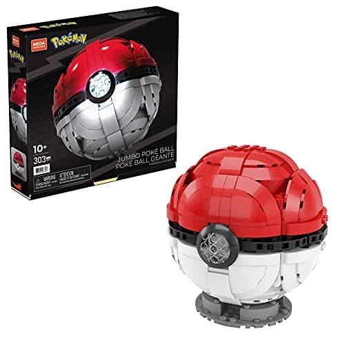 Image of MEGA Pokémon Toy Building Set 5-inch Build and Display Jumbo Poké Ball Collectibe, Lights Up, HBF53