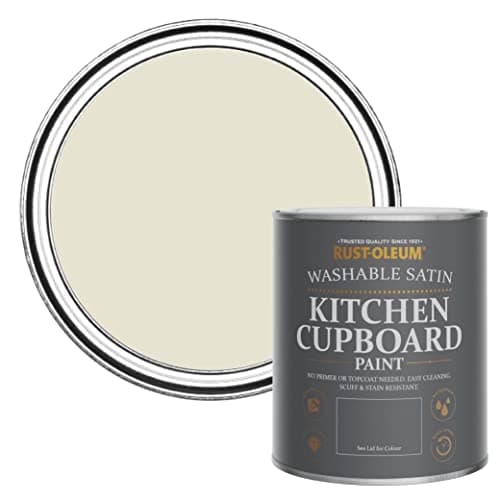 Image of Rust-Oleum Grey Scrubbable Kitchen Cupboard Paint in Satin Finish - Oyster 750ml