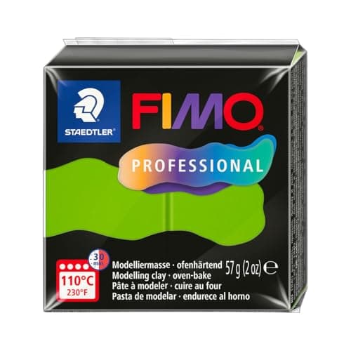 Image of STAEDTLER Polymer Modelling Clay - FIMO Professional - Oven Bake Clay - Light Green, 57g - 1 Block, 8040-51