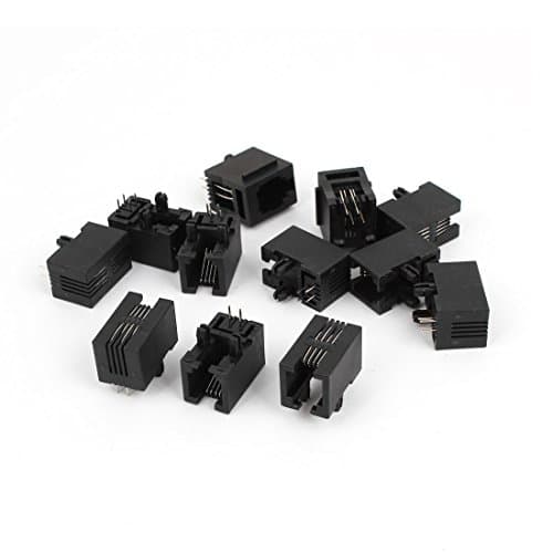 Image of sourcing map 12Pcs Black 4 Pins PCB RJ9 RJ10 RJ22 4P4C Modular Telephone Jack Socket