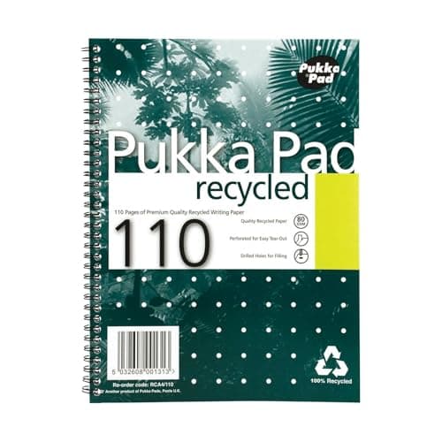 Image of Pukka Pad Notebook Wirebound Recycled 80gsm Ruled and Margin 4 Hole 110 Pages A4 Ref RCA4 [Pack 3] [per Pack: 3]