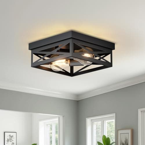 Image of LVWIT Hallway Ceiling Lights,2 Way Kitchen Ceiling Light Fitting with E27 Flush Light Fittings Ceilings,Square Spot Lights,Ceiling Lighting Living Room,Chandeliers Ceiling Light,(NO Bulb)