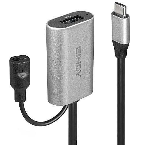 Image of Lindy 5m USB 3.1 Active Extension Cable Type C to A - Black/Silver
