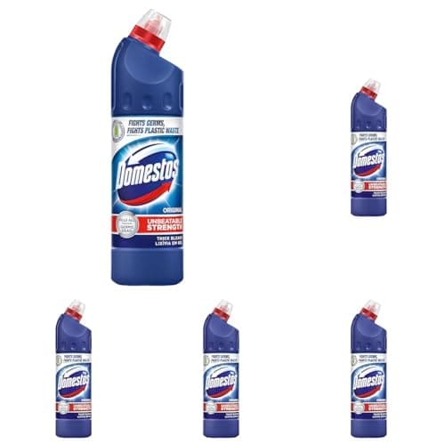 Image of Domestos Original Thick Bleach eliminates 99.9% of bacteria and viruses disinfectant to protect against germs 750 ml (Pack of 5)