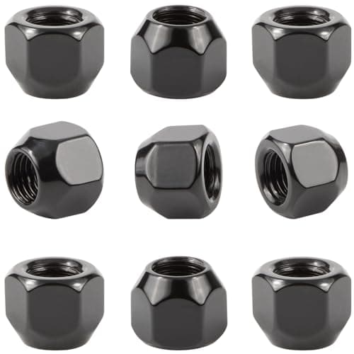 Image of GAsuppply 20 x Open Wheel Nuts M12 x 1.5, SW19 Cone 60°, Suitable for: Hyundai KIA Mazda Citroen, Wheel Nuts for Alloy Wheels (Black)