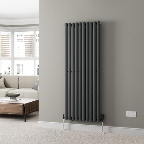 Image of DuraTherm® 1600 x 600mm Anthracite Vertical Designer Radiator Single Column Oval Tube Modern Central Heating Panel Bathroom Radiators
