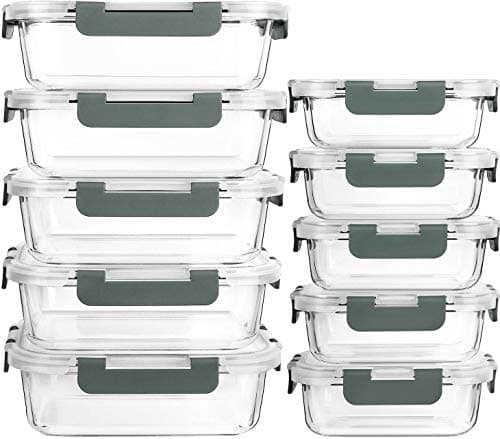 Image of [10-Pack]Glass Meal Prep Containers -MCIRCO Food Storage Containers with Lifetime Lasting Snap Locking Lids, Airtight Lunch Containers, Microwave, Oven, Freezer and Dishwasher