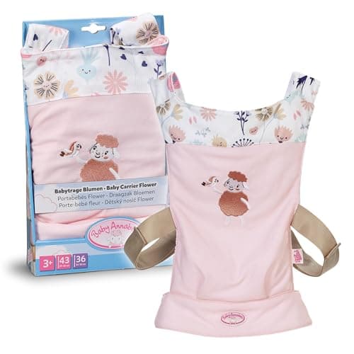 Image of Baby Annabell Baby Doll Carrier - Doll accessory with adorable design & floral details - Adjustable cushioned straps - Wearable on the front & back - Suitable for children aged 3+