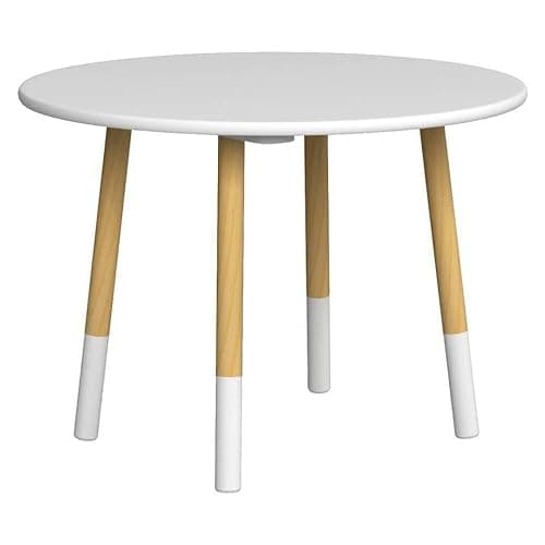 Image of URBNLIVING Kids Wooden Portable White Table, Lightweight and Anti-Slip, Round Seat for Toddlers, Small Children, Home Decor for Desk, Nursery, Kitchen, Bedroom, Play Room Furniture
