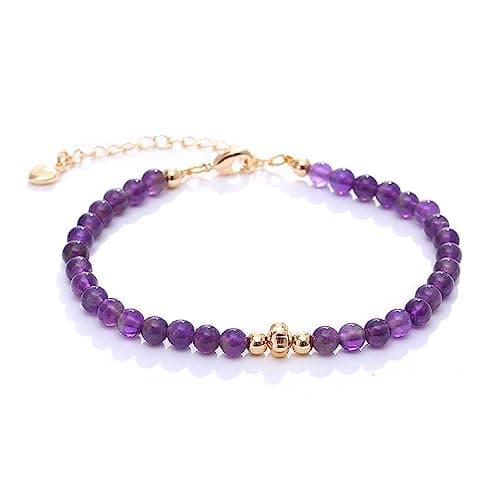 Image of TreasureBay Handmade Womens Gemstone Beaded Bracelet | Natural Amethyst Gemstone Bracelet - Adjustable Length (Amethyst)