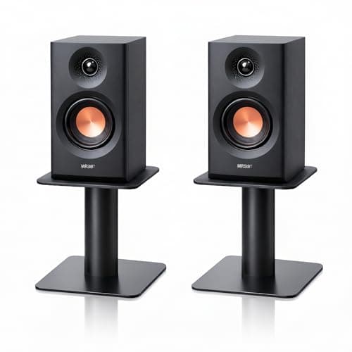 Image of 4-6.5 Inch Desktop Speaker Stands with Cable Management, 20kg Heavy Duty Steel Desk Speaker Stand for Bookshelf Speakers & Studio Monitors, Stable Desktop Speaker Stand Pair, Cleaner Desk Audio Setup