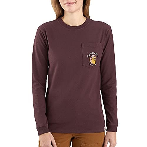 Image of Carhartt Women's Workwear Graphic Back Pocket T-Shirt, Deep Wine, XL