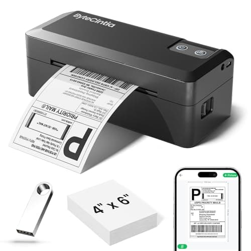 Image of ByteCintia Bluetooth Thermal Shipping Label Printer, 4x6 Shipping Label Printer for Small Business, Support Android, iOS, Windows & Mac, Works with Amazon, Ebay, Shopify, Etsy