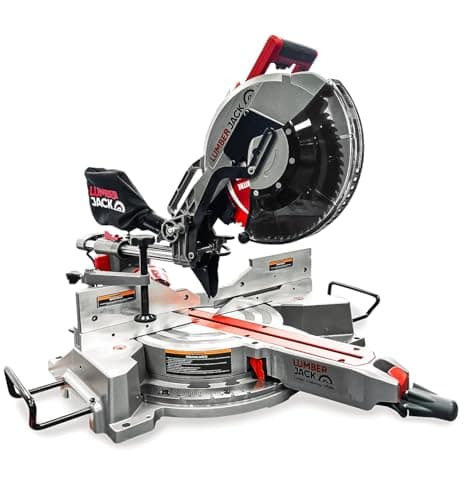 Image of Lumberjack Professional 12 Inch Double Bevel Compound Sliding Mitre Saw with LED Shadow Light, 240V chop Saw Includes 60T Blade, 3400rpm Power saws Woodworking