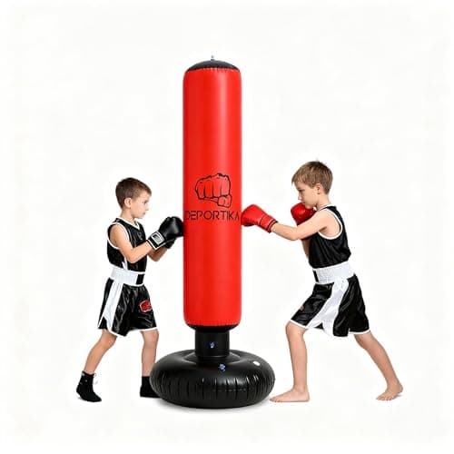 Image of Inflatable Punching Bag,with Stable Water Base, Indoor Active Play Equipment For Boxing Bag Free Standing Target Kick MMA Karate Tumbler Column Sandbags Reflex Training Fitness Exersise(170CM)