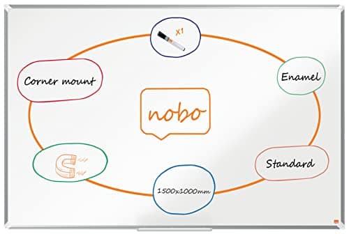 Image of Nobo Premium Plus Enamel Magnetic Whiteboard – 1500x1000mm, Aluminium Trim, EU Ecolabel Certified, 1915146