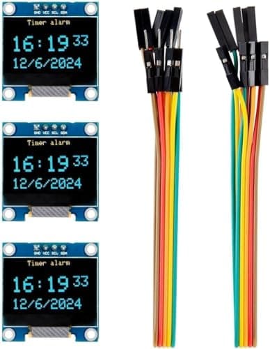 Image of ELEGOO 3PCS 0.96 Inch OLED Display Screen Module, 128x64 Blue and Yellow Driver I2C Compact Self-Luminous Mini Screens for Arduino, Raspberry Pi, PICO.51 MCU, STM32, ESP32