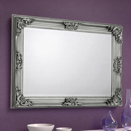 Image of Julian Bowen Rococo Pewter Wall Mirror - Elegant and Ornate Design for Sophisticated Interiors