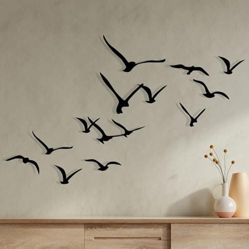 Image of Elegant Black Decorative Metal Wall Accessory Set (11 Pieces), 100% Metal, 1.2 mm Thick, Unique Bird Designs for Modern Home Decor