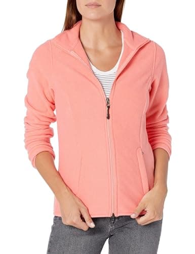 Image of Amazon Essentials Women's Classic-fit Long-Sleeved Full Zip Polar Soft Fleece Jacket (Available in Plus Size), Coral Pink, L