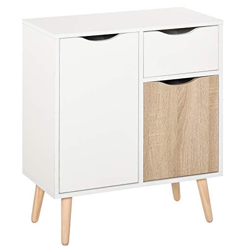 Image of HOMCOM Sideboard Floor Cabinet Storage Cupboard with Drawer for Bedroom, Living Room, Entryway, Brown