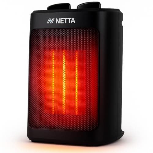 Image of NETTA Ceramic Fan Heater 2000W - Portable Electric Space Heater with 3 Heat Settings & Adjustable Thermostat - Energy Efficient Ceramic Heater for Home & Office - Tip Over & Overheat Protection