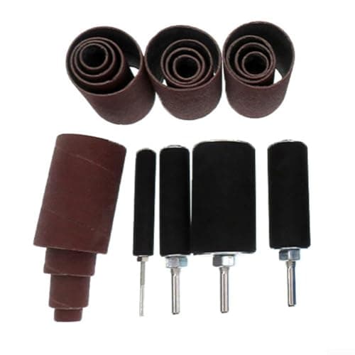 Image of Rackumic Sanding Drum Kit 20Pcs Rotary Tool with 4 Rubber Mandrels 80 120 Grit Sleeves for Drilling Grinding Polishing Wood Metal Jade DIY Crafts Red Black Storage Case
