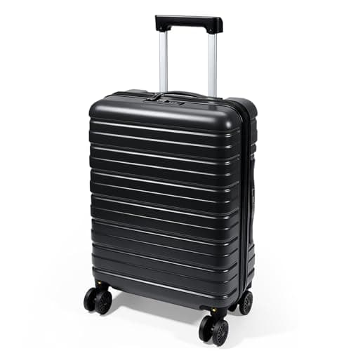 Image of Lekesky Hand Luggage Suitcase, Small Hard Case with TSA Lock, Trolley Hand Luggage, 4 Wheels, Lightweight ABS Hard Shell Rolling Suitcase, Cabin Suitcase, Black (black-1), 45x36x20 cm
