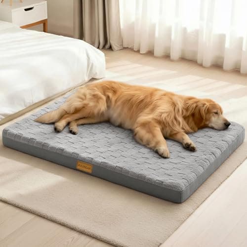 Image of Jolibean Orthopedic Dog Bed Large Sized Dog 91X61cm, Waterproof Soft Comfortable Egg Crate Foam Large Pet Beds Crate Mat with Removable Washable Cover and Nonskid Bottom, Grey
