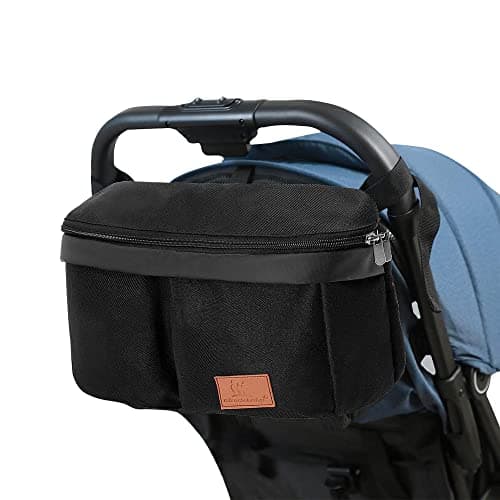 Image of Pram Buggy Organiser Bag Stroller Storage unctional with Cup Holders Large Capacity multifunktional Universal for Pushchair Buggy (Black)