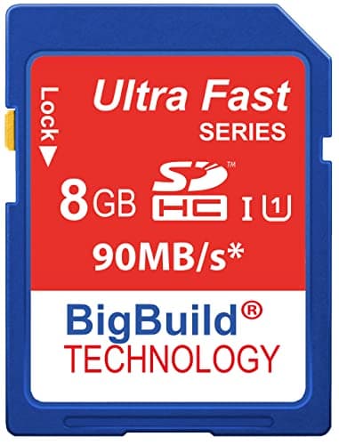 Image of BigBuild Technology 8GB Ultra Fast 90MB/s Memory Card For Canon Digital IXUS 185 camera, Class 10 SD SDHC