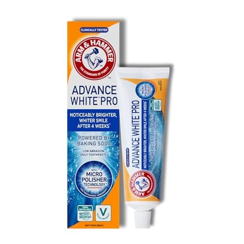Image of Arm & Hammer Advance White Pro Toothpaste, Baking Soda Teeth Whitening Toothpaste with Micro Polisher Technology, 2 Shades Whiter in 4 Weeks, 75 ml Tube