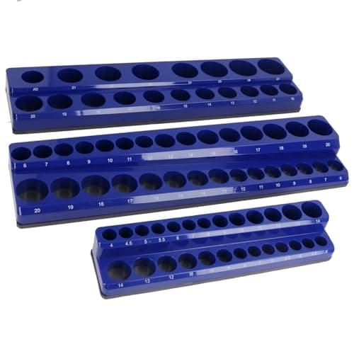 Image of AB Tools Magnetic Socket Holder Storage Organiser Trays for 1/4in 3/8in 1/2in Metric 3pc