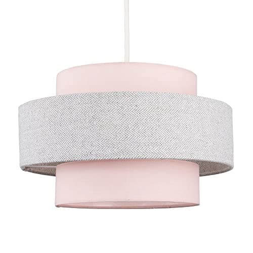Image of MiniSun | Modern Ceiling Light Shade in a Pink and Grey Herringbone Finish | Pendant Lights, Home Décor & Improvement Essential | 30cm Shade Width