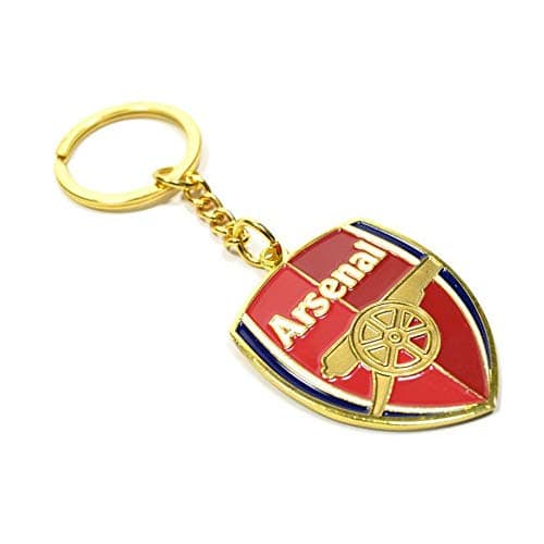 Image of Arsenal FC Official Metal Football Crest Keyring (One Size) (Red/Gold)