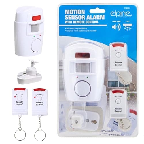 Image of Wireless Pir Motion Sensor - Alarm & Alert Kit with 2 Remote Controls | For Home, Garden Shed, Garage, Caravan & Motorhome | Battery Powered Motion Sensing Security Wireless Pir Alarm - White